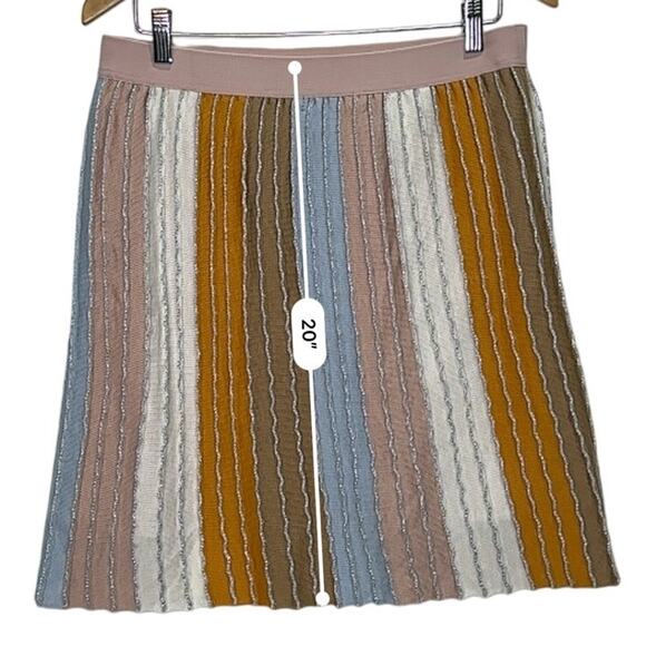 Eva Franco Pleated Knit Metallic Pastel Stripe Mini Skirt Size Large - Picture 11 of 12